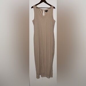 Maia Women Crochet Bodycon‎ Maxi Dress Size16 Tan Lined Relax Fit NWT Beachy
